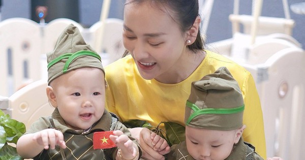 Cặp sinh đôi nhà Phương Oanh - shark Bình hóa thân thành chiến sĩ nhí, hành động ngộ nghĩnh khiến ai cũng bật cười